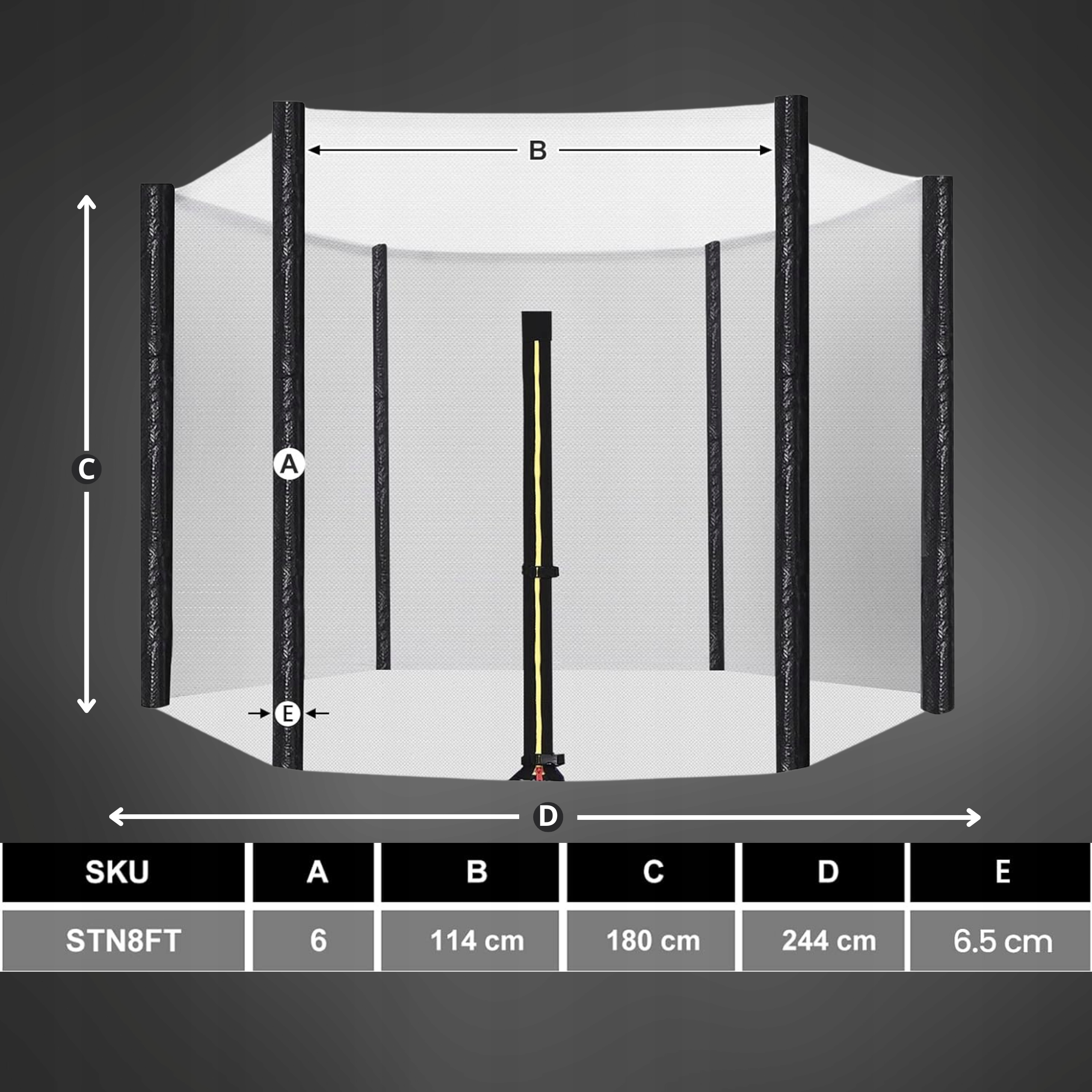 SIATKA DO TRAMPOLINY ZEWNĘTRZNA WYSOKA MOCNA OCHRONNA UNIWERSALNA 305cm 8sł Rodzaj zewnętrzna