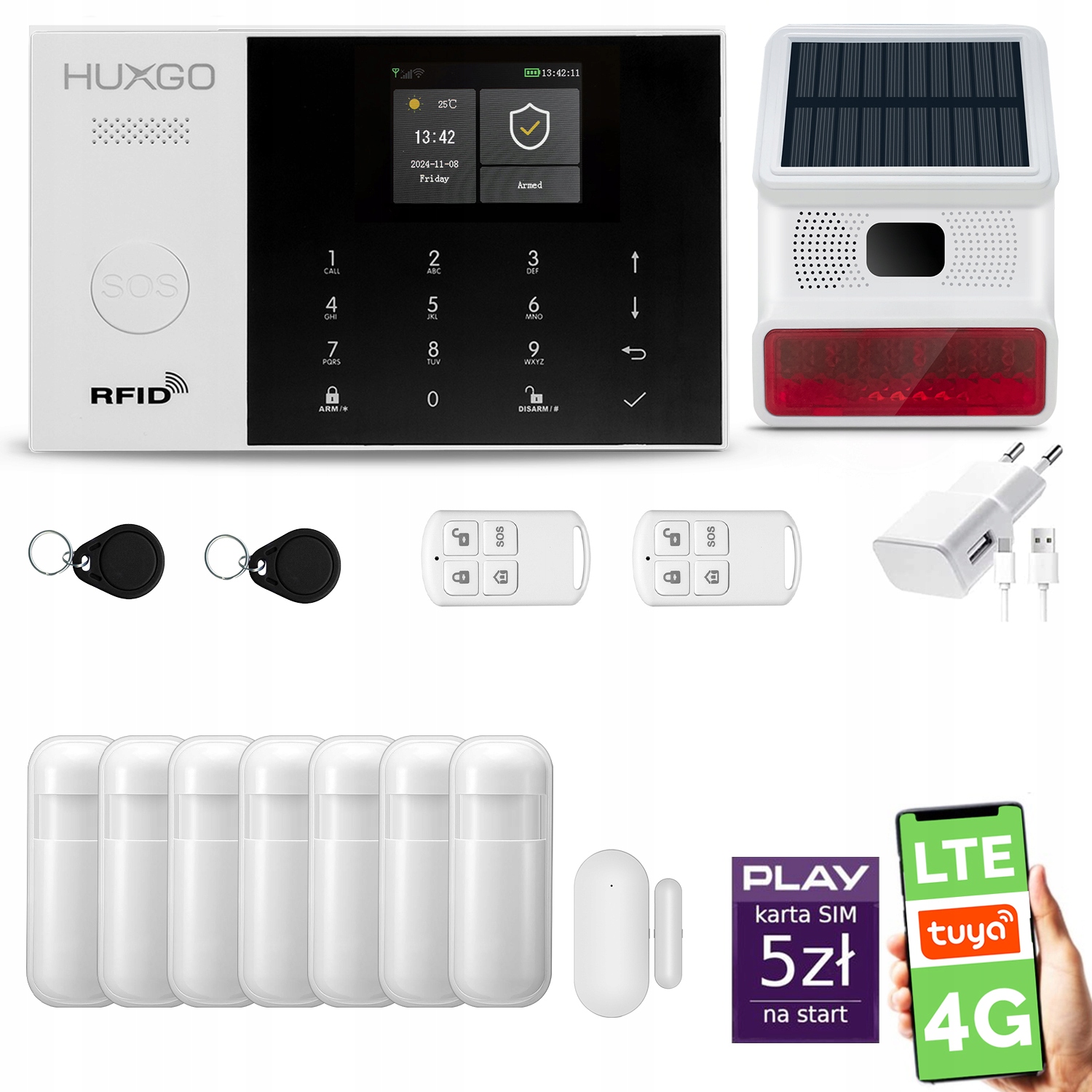 Bezdrôtový alarm WiFi Gsm 4G Lte s aplikáciou Tuya, Huxgo HXA005 4G