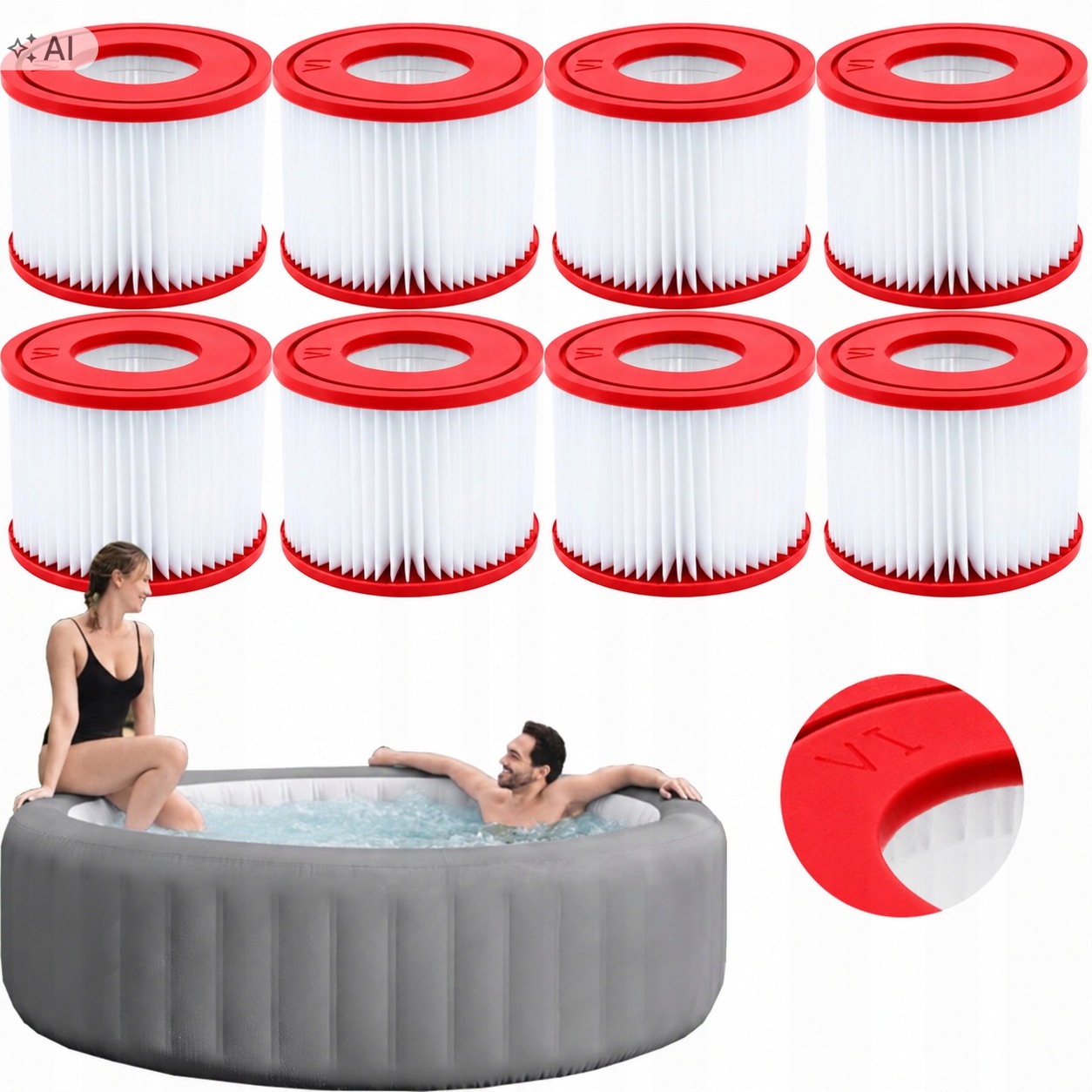8 x Filtr bazénového čerpadla Jacuzzi Lay Z Spa Bestway 60311 typ VI Lay-Z-SPA