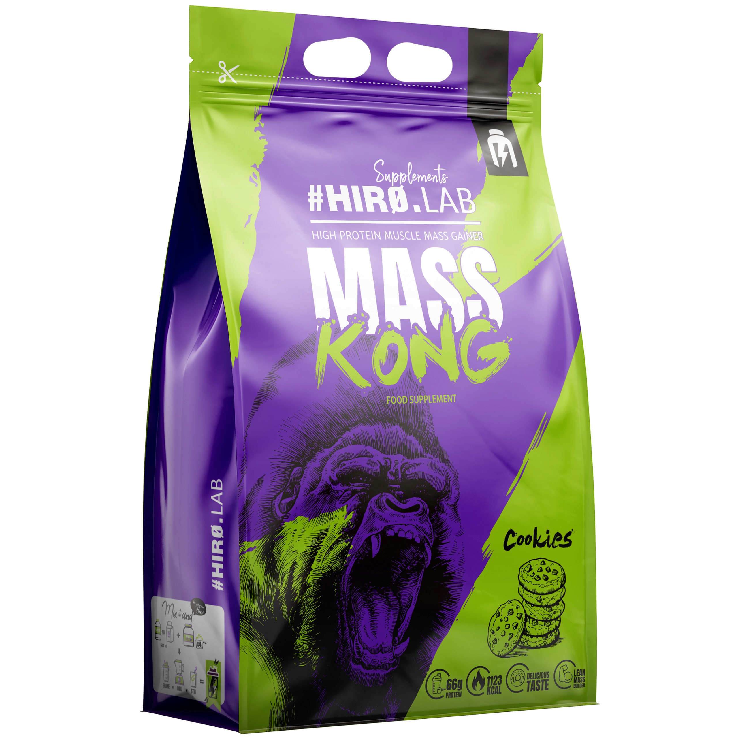 Gainer Hiro.lab Mass Kong 3000g Příchuť Cookies