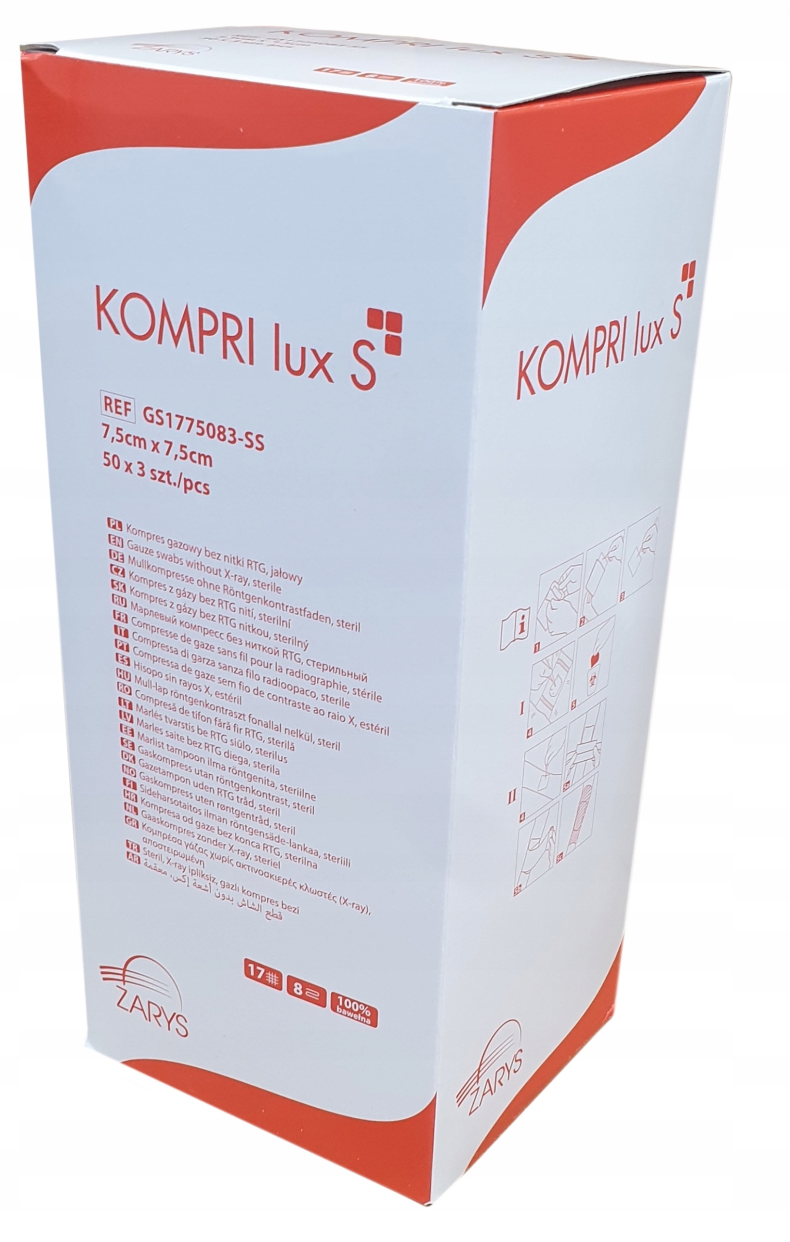 

Kompresy Gazowe 7,5x7,5 cm Kompri lux S 3x50 szt.