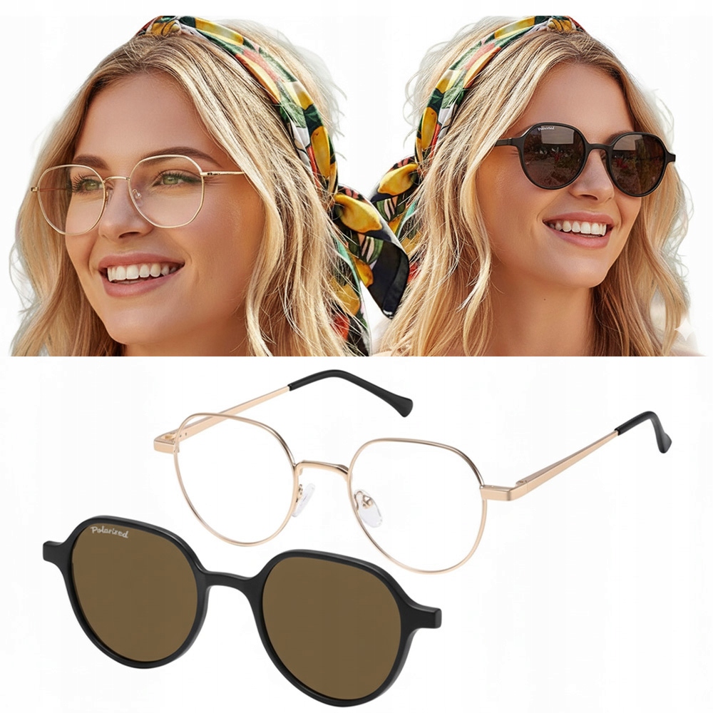 Okulary Oprawki Zerówki Clip On Nakładki Przeciwsłoneczne Filtr Uv 400 Ce