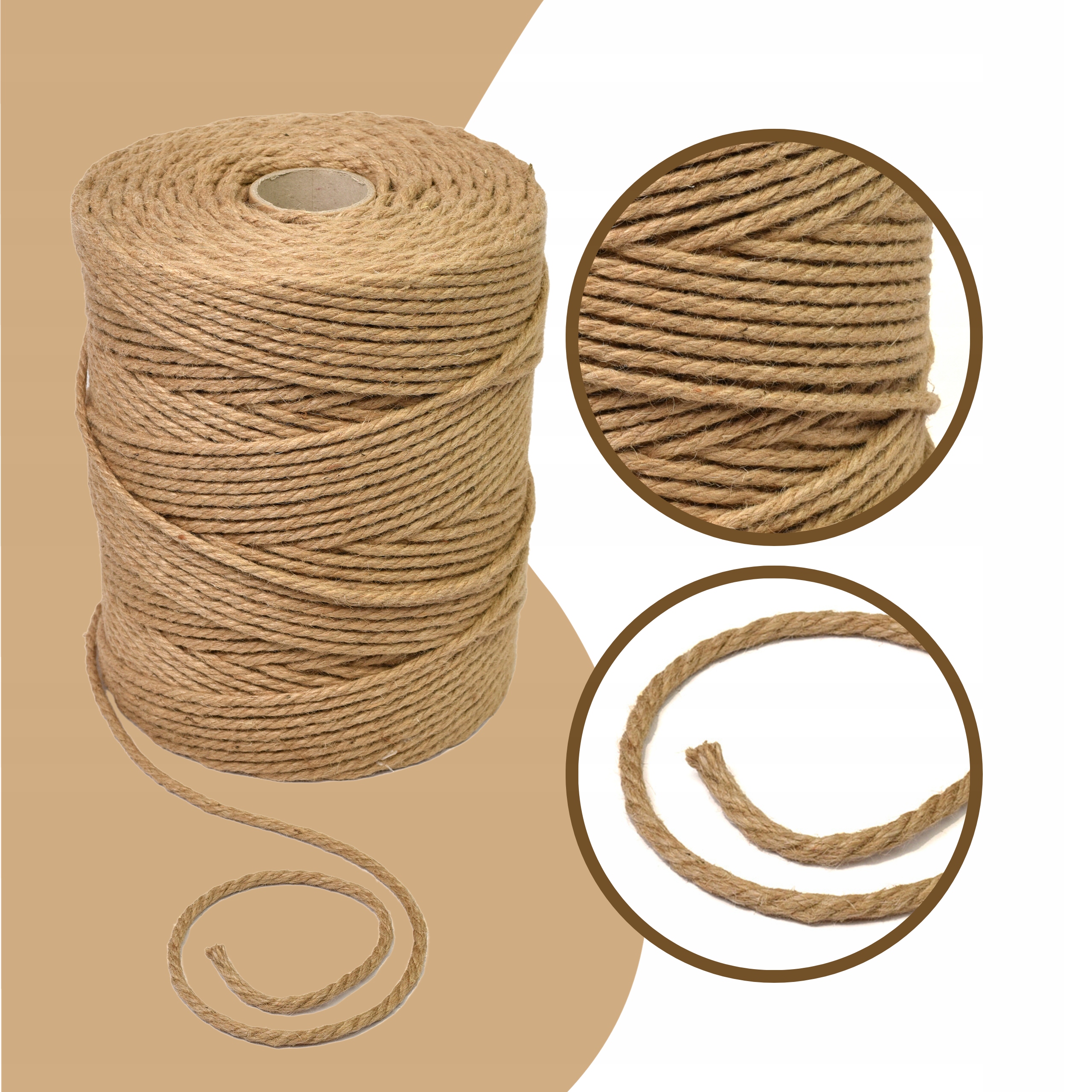 Lano Jutové lanko ozdobné Škrabadlo 8mm 100M