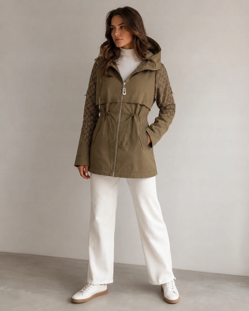 Tenká Bunda Kapuce KK60412 Khaki L (40)