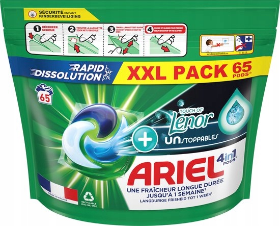 Ariel/Lenor Touch of Unstoppables +plus 4in1 Kapsułki do prania XXL 65p
