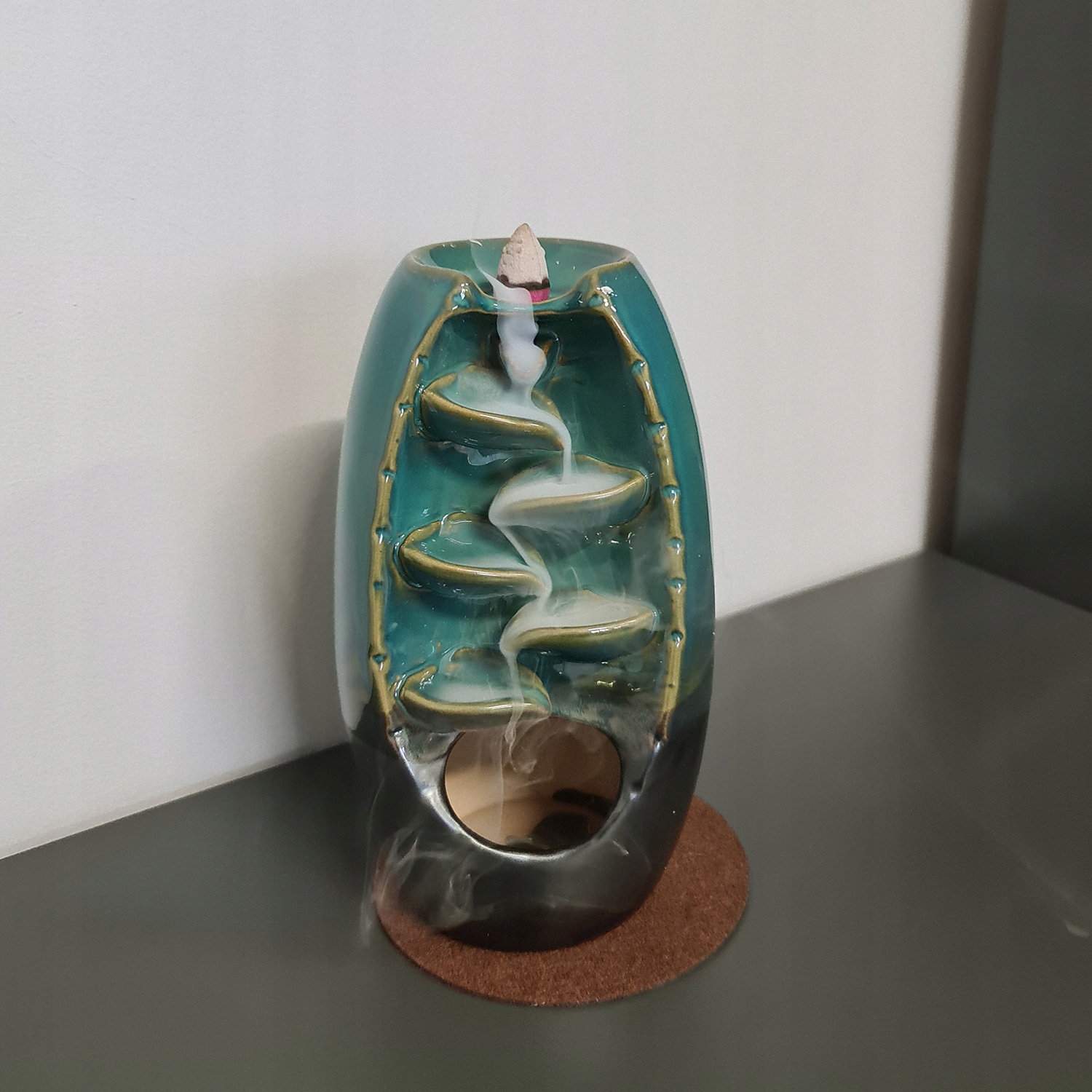 KOMINEK ZAPACHOWY WODOSPAD CERAMICZNY+ KADZIDŁA KNOTY FILCOWA PODKŁADKA Zapach drzewny kwiatowy słodki