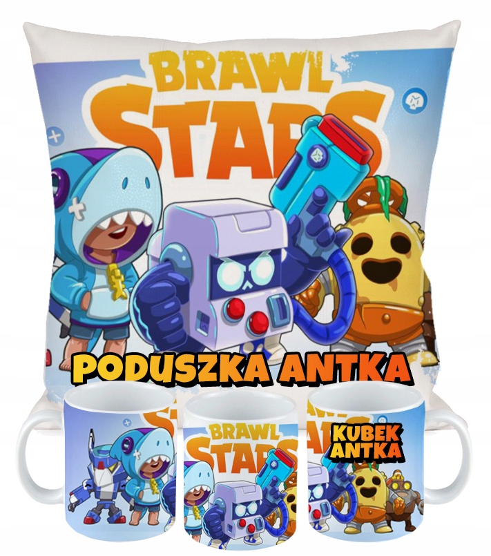 ZESTAW PODUSZKA KUBEK BRAWL STARS PREZENT IMIĘ URODZINY DLA GRACZA