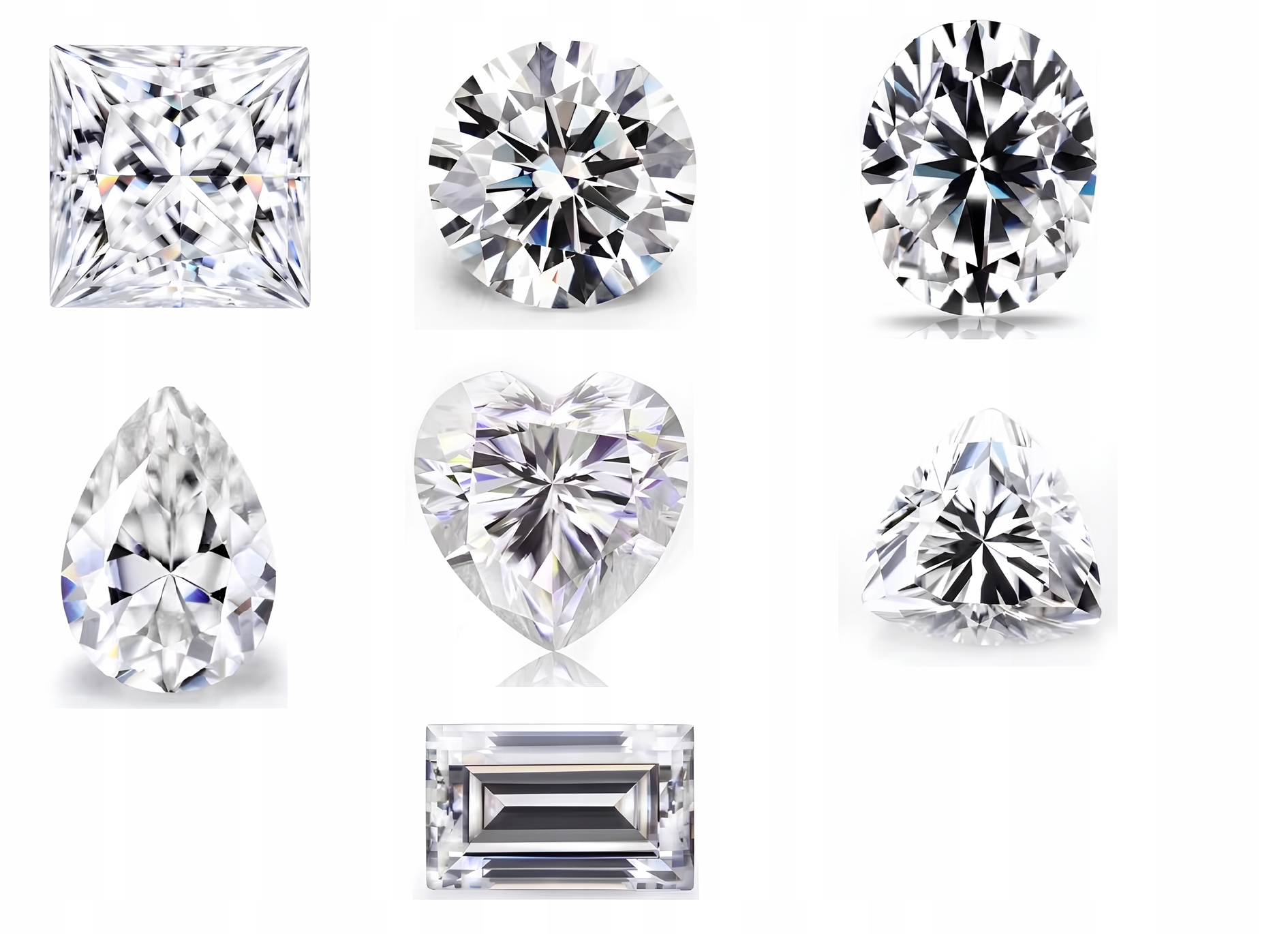 Belgický syntetický diamant, sada 7 kusů, různé tvary