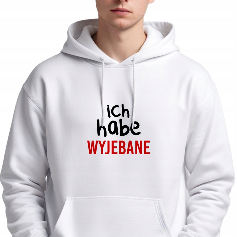 Mikina S Kapucí Pánská Bílá Dárek Do práce Ich Habe Vyj*bane S