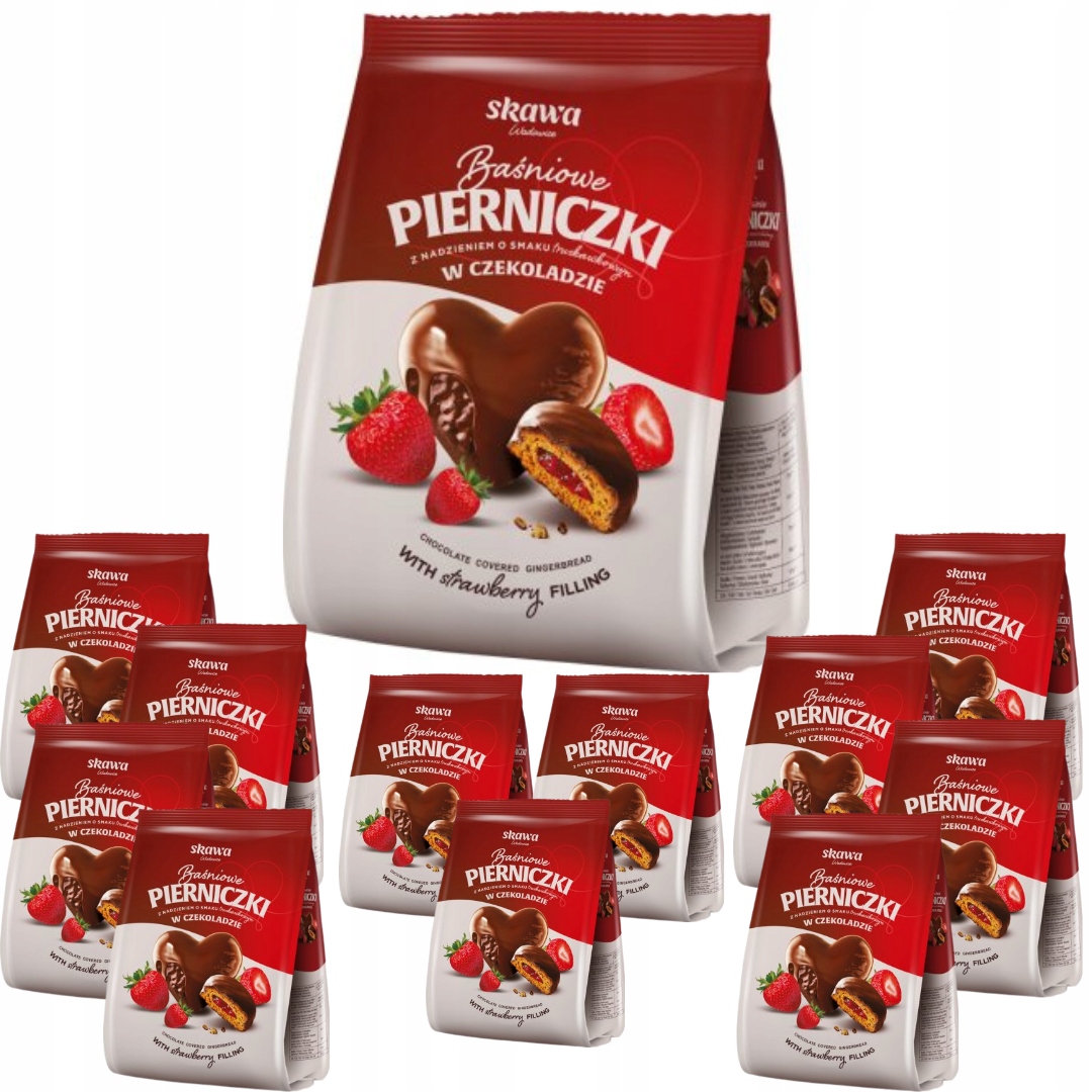 PIERNICZKI W CZEKOLADZIE Baśniowe Skawa z Truskawką 150g x 12 opakowań