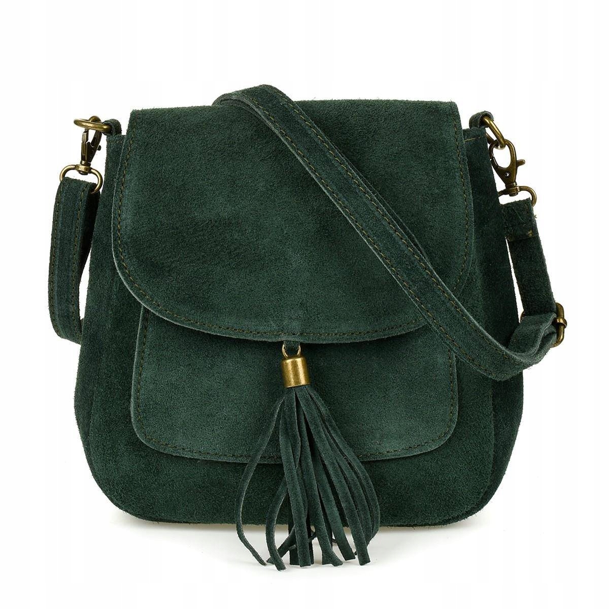 Piękna zielona skórzana listonoszka Vera Pelle