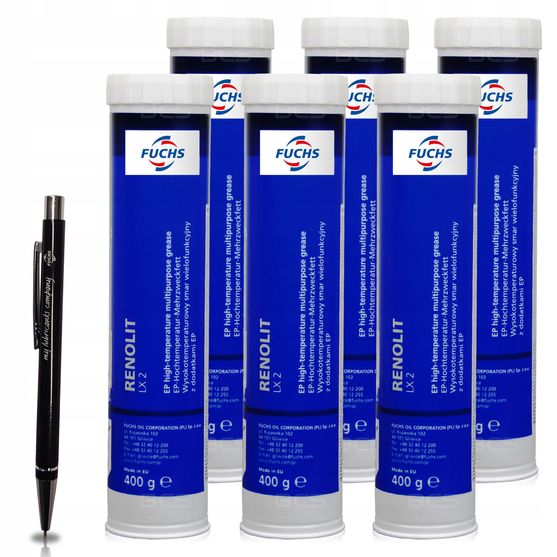 6 x Fuchs Renolit LX 2 Smar Litowy Z Dodatkami Ep Nlgi 2 W Tubie 400g