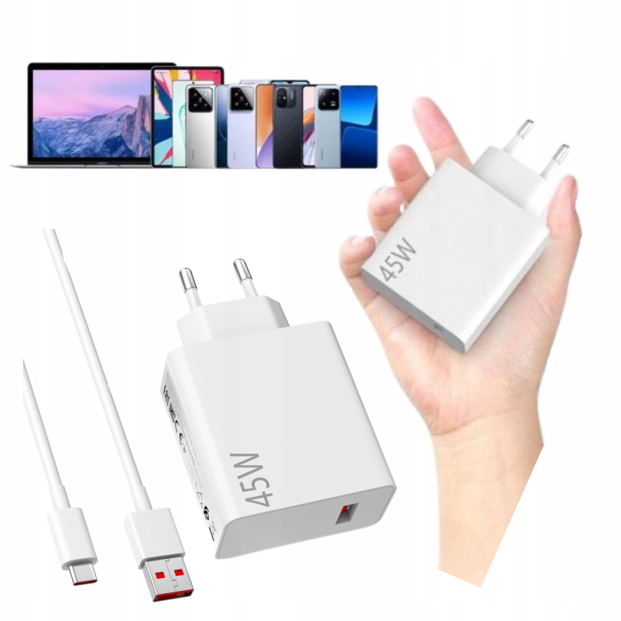 Nabíječka Usb C 45W 6A Kabel 1 m Rychlý pro Redmi Poco Pad Adapter