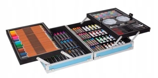 Zestaw plastyczny do malowania w walizce 145el niebieski