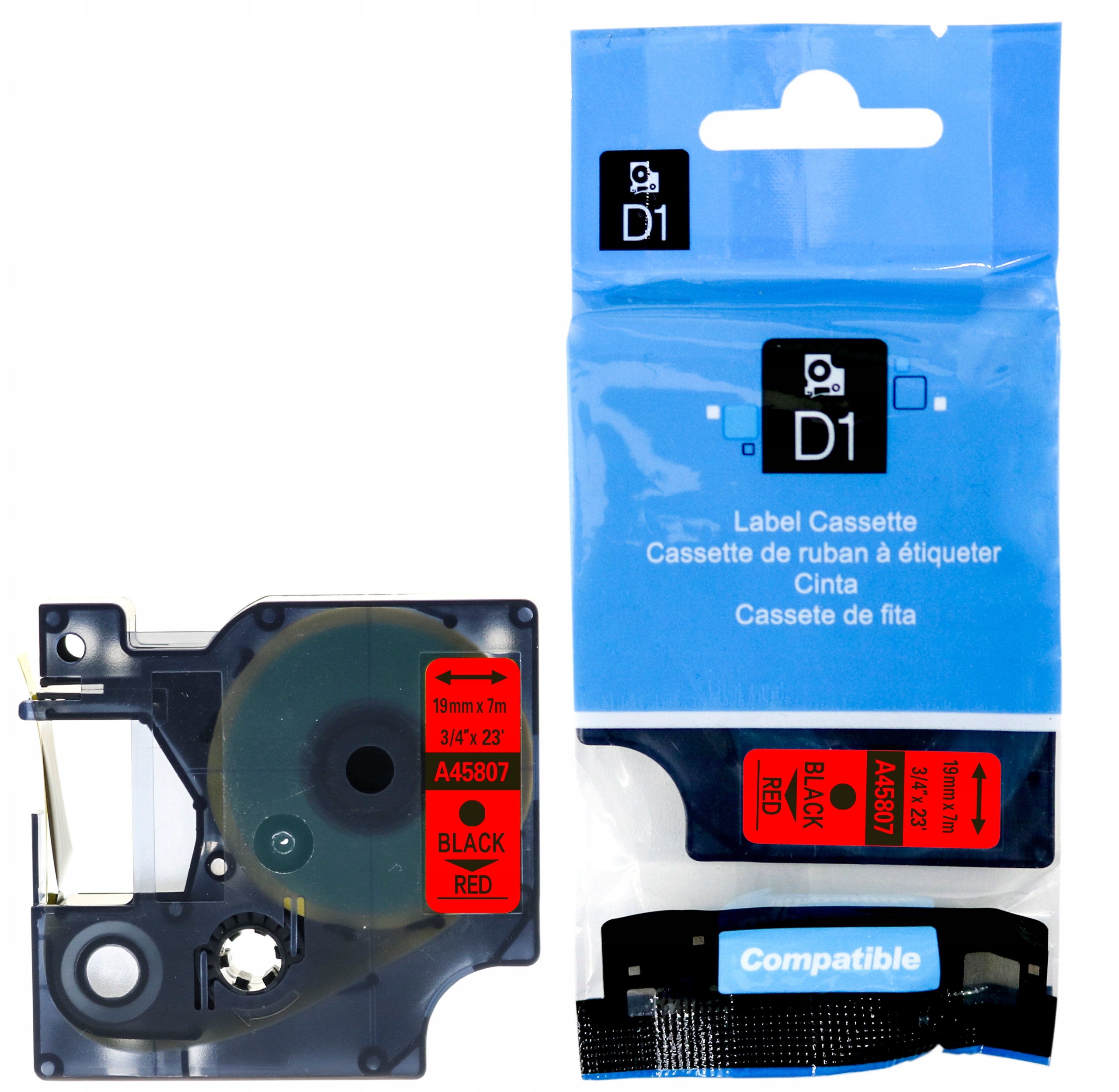 Taśma do D1 Dymo 45807 czerwona 19mm S0720870