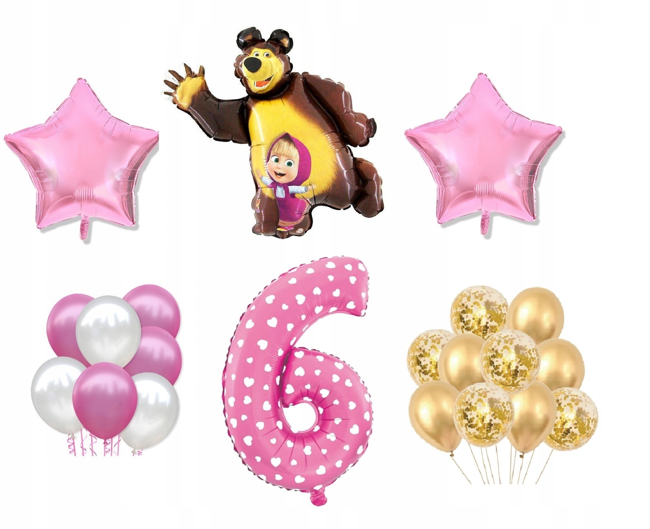 

Mini Zestaw Masza i Niedżwiedż 6 Urodziny Balony