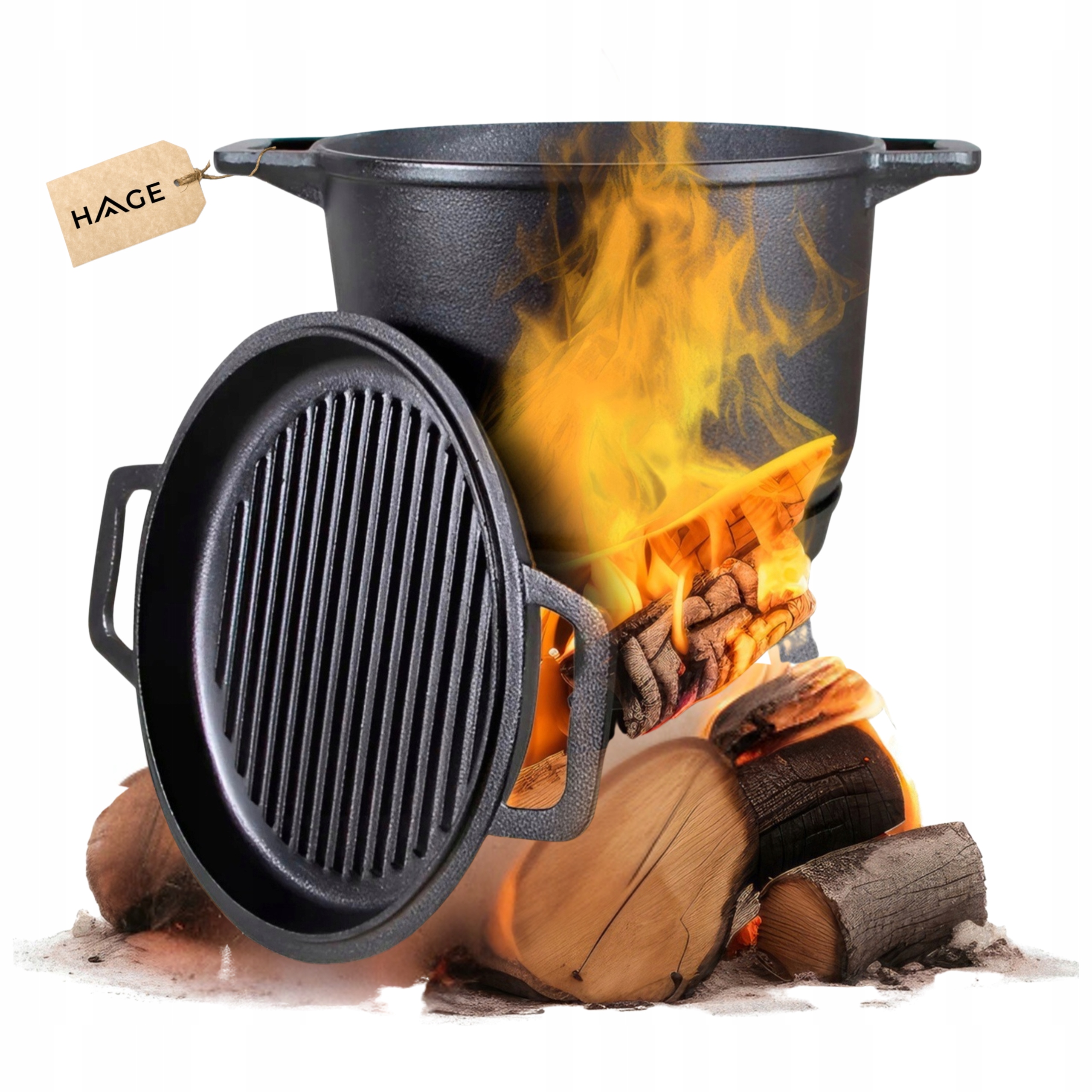 Litinový Kotlík S Pánví Lovecký Hrnec maďarský 4L na Oheň Gril