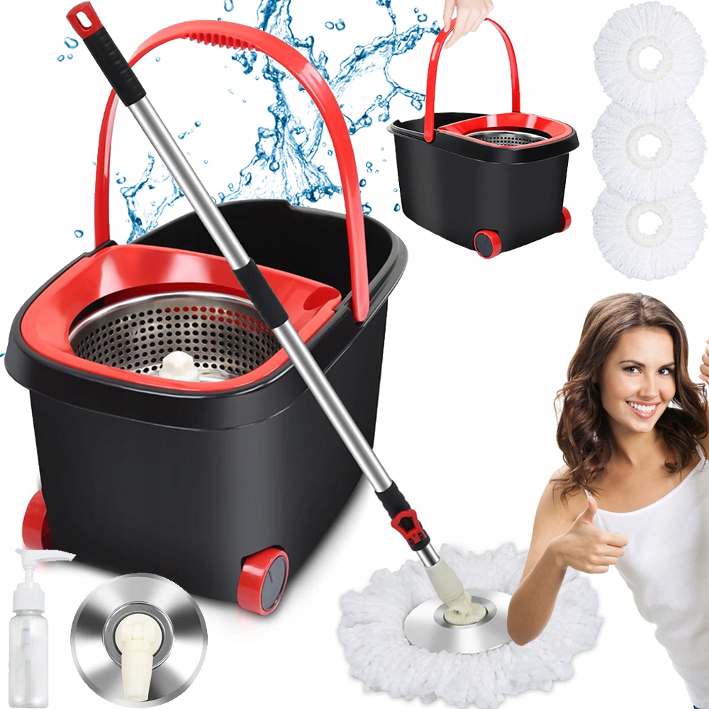 Levně Rotační Mop 360° S Kbelíkem, Velká Objem 3 Vyměnitelné Náplně