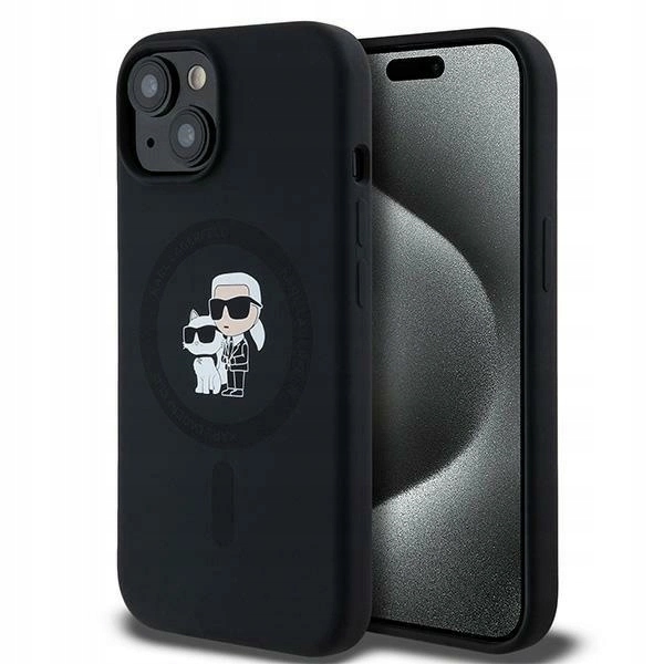 Pouzdro Karl Lagerfeld Silicone Karl&Choupette MagSafe pro iPhone 15 Plus 14
