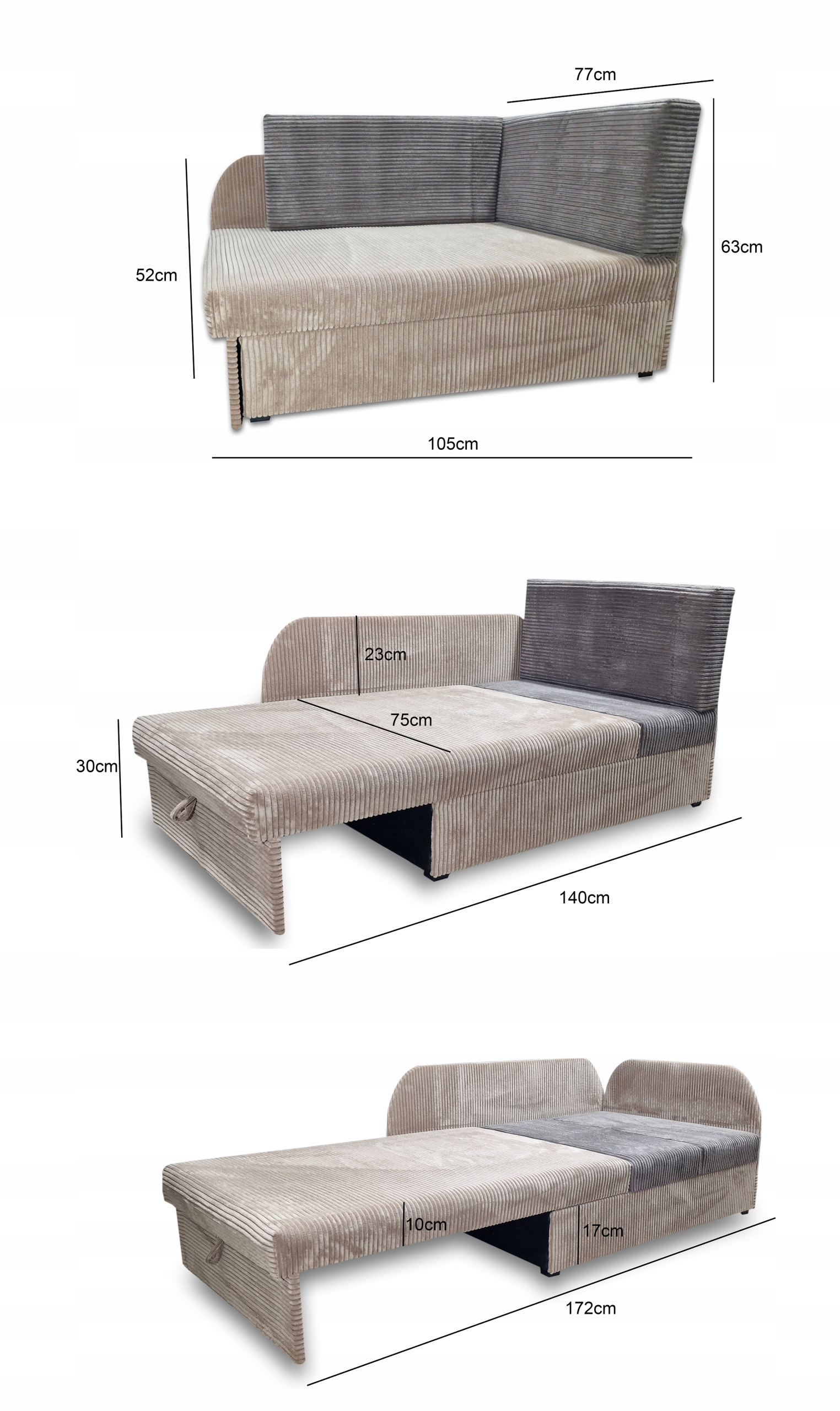 Narożnik dziecięcy rozkładany - idealne łóżko z regulowaną długością Marka INFERNO Meble