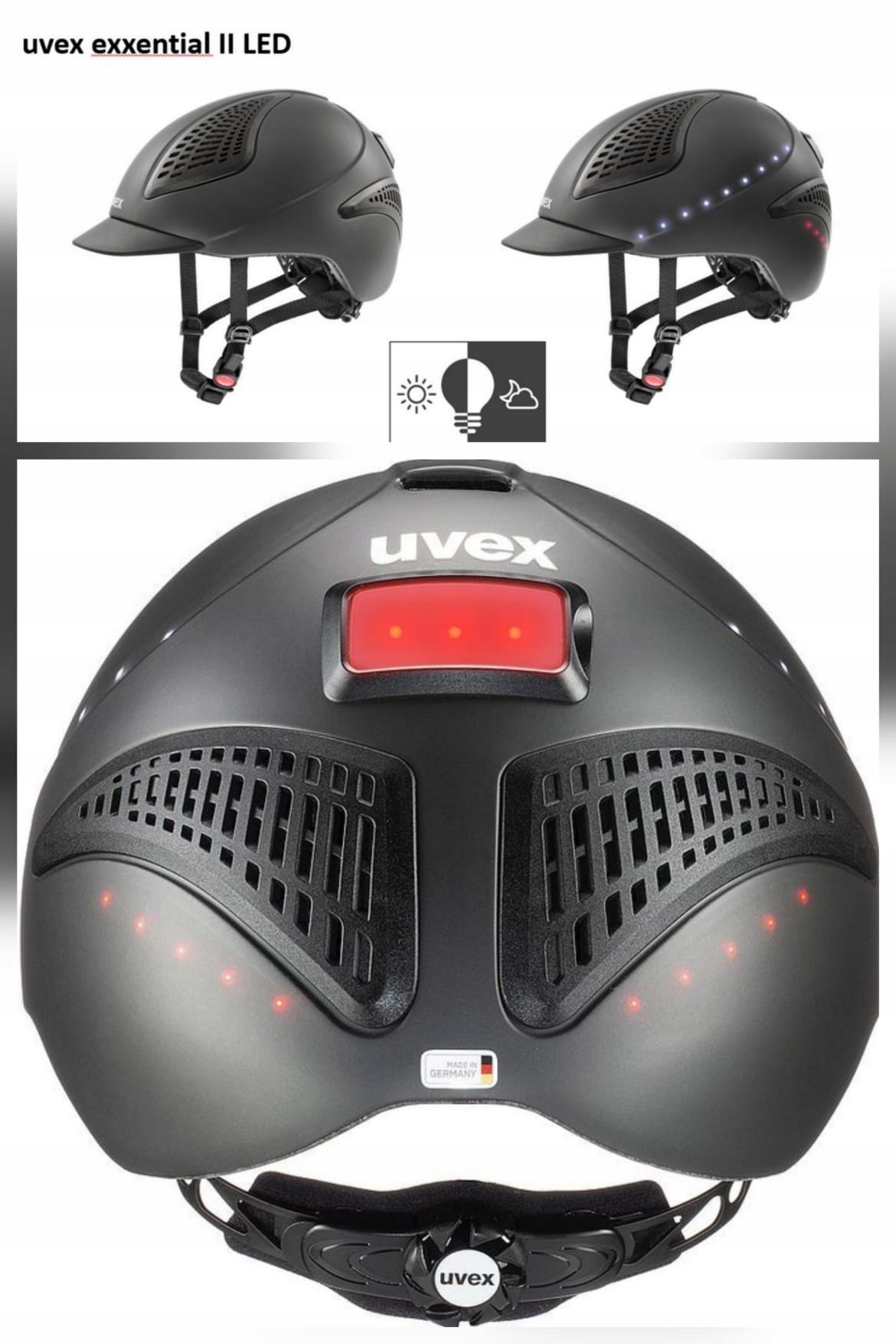 Kask do jazdy konnej Exxential II Led oświetlenie toczek na konie 52-55 S-m