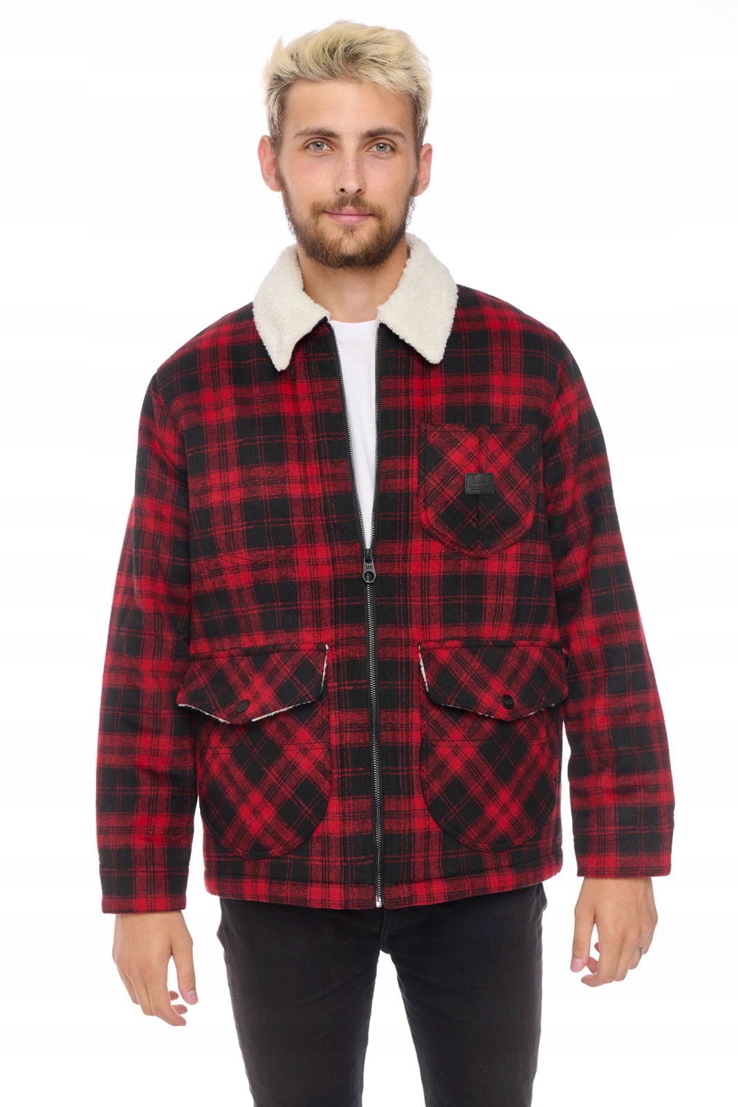 Pánská zimní bunda Lee Wool Loco Sherpa Warp Red L86DUVKG M