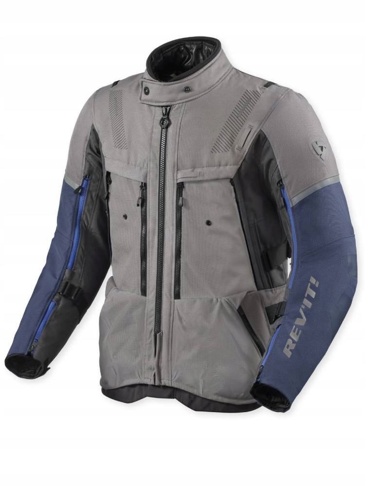Textilná motocyklová bunda Rev'it! Sand 5 H2O šedo-modrá 3XL
