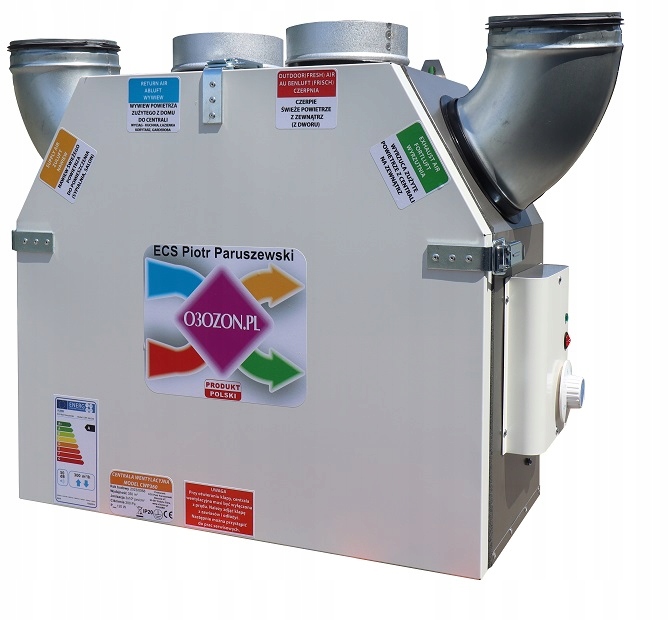 Centrala Wentylacyjna Rekuperator 250 jonizator Klasa efektywności energetycznej A