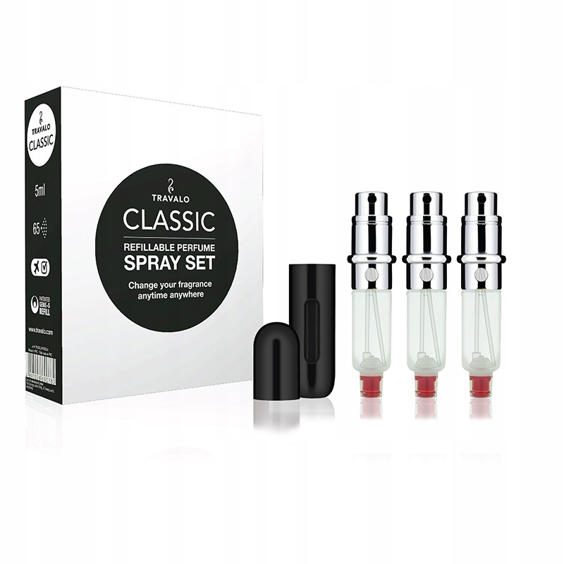 Travalo Classic plnitelný rozprašovač parfémů Black 3 x 5 ml dárková sada