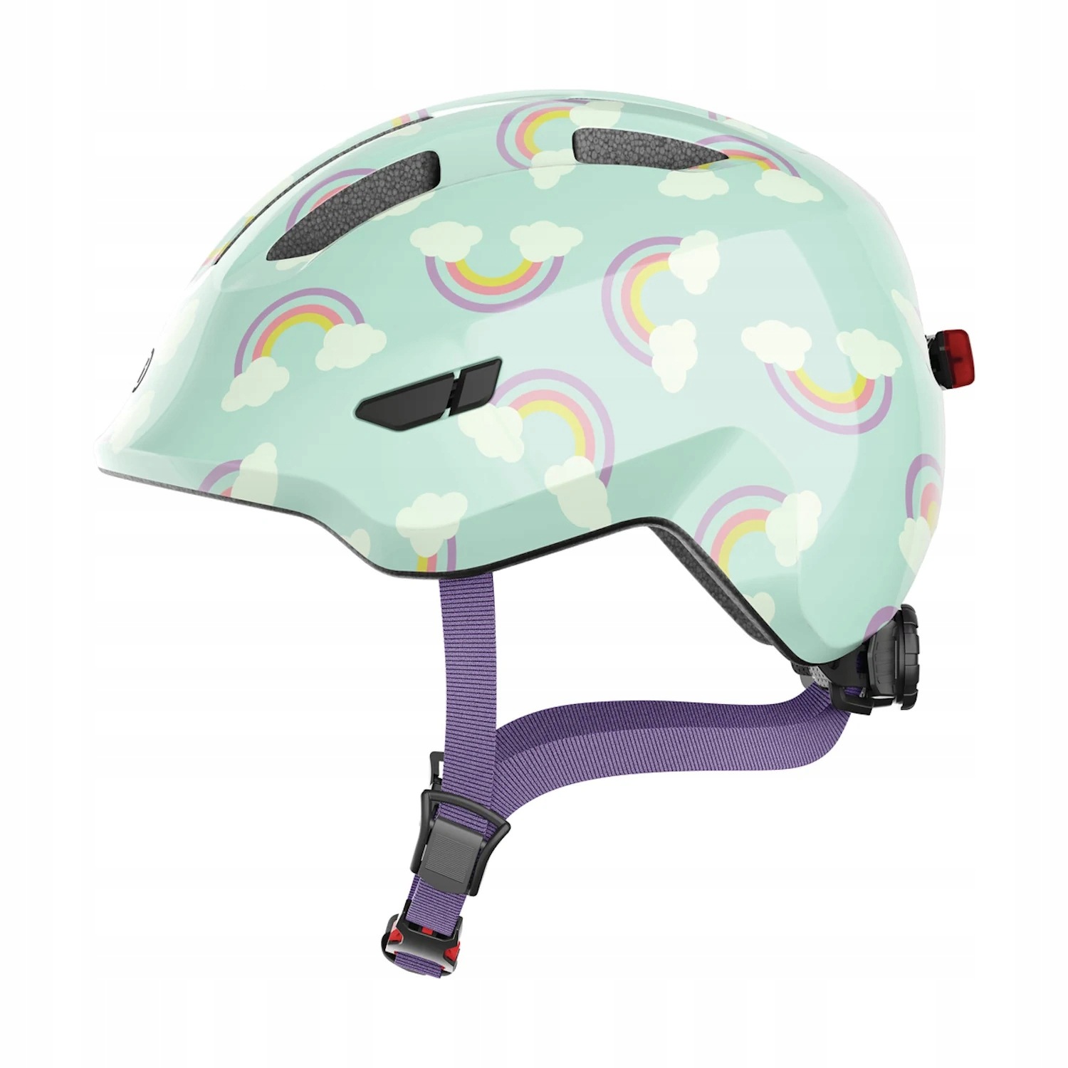 Kask rowerowy dziecięcy Abus Smiley 3.0 Led blue rainbow M