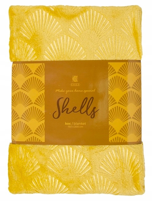 

Żółty koc 150x200 cm z motywem Muszelek shells