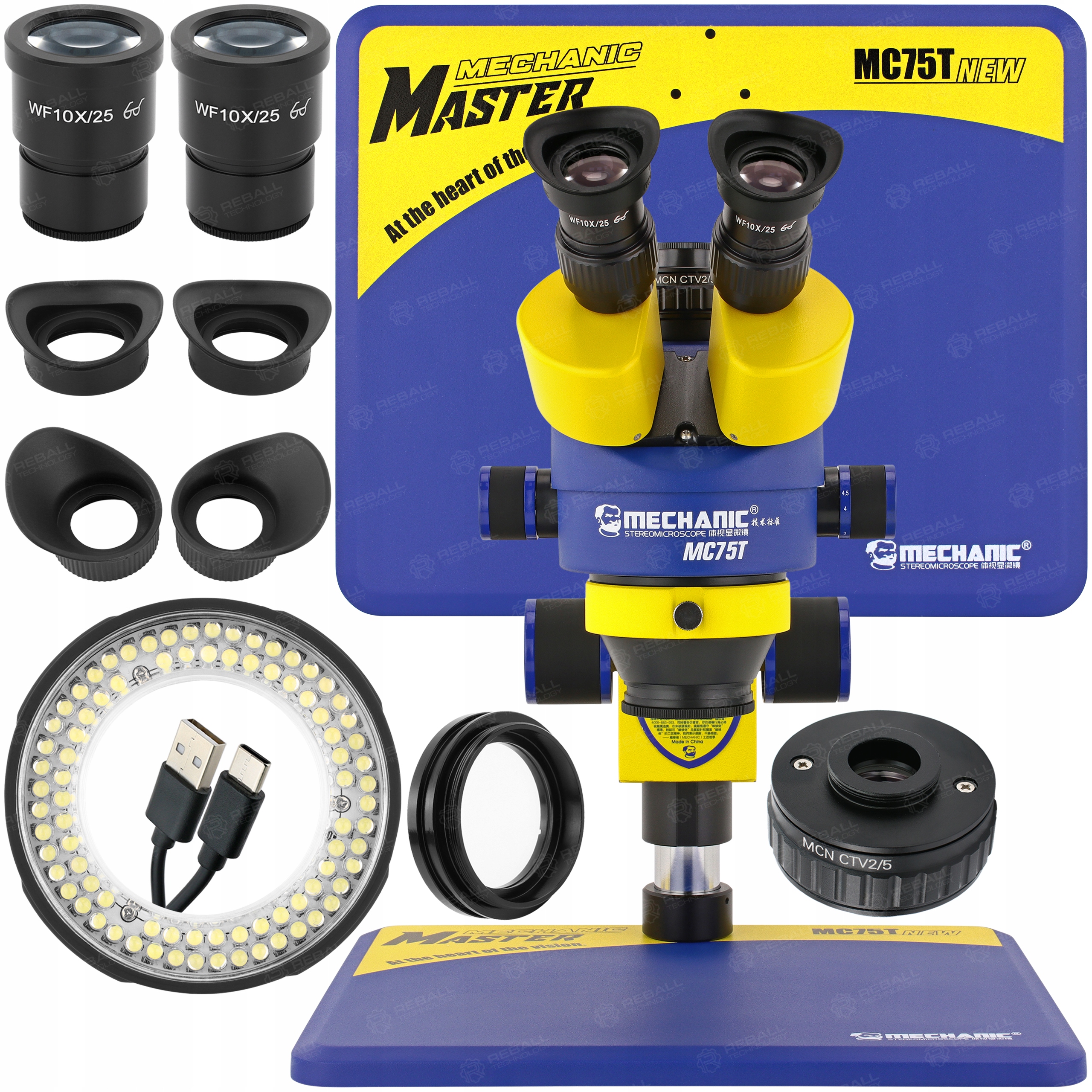 Trinokulární Stereoskopický Mikroskop Pro Elektroniku MC75T-B11 84xLED LS5