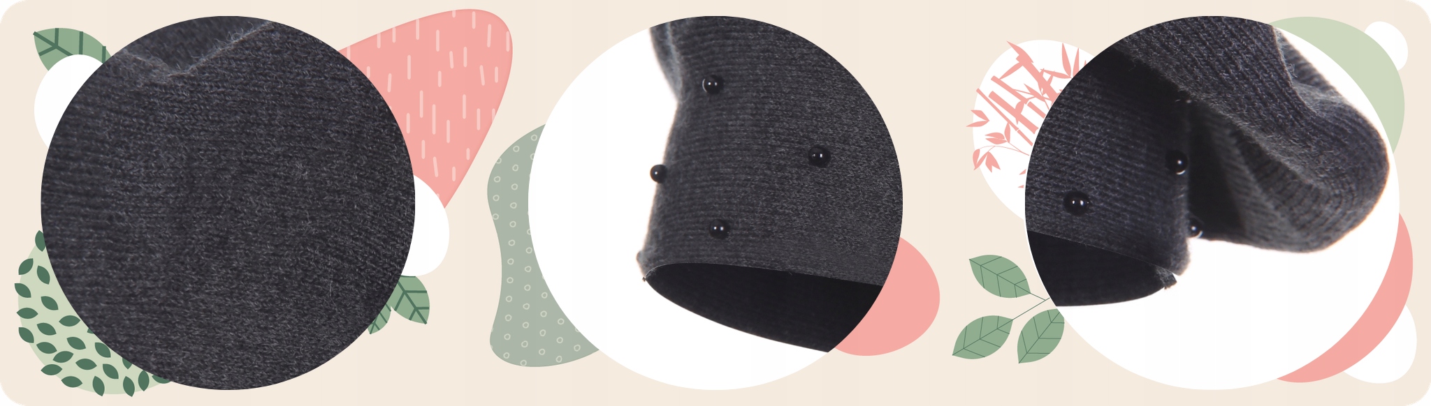 KLASYCZNY BERET DAMSKI POLSKA MARKA JESIENNY ZIMOWY CIEPŁY SZARA PEREŁKI Wzór dominujący bez wzoru