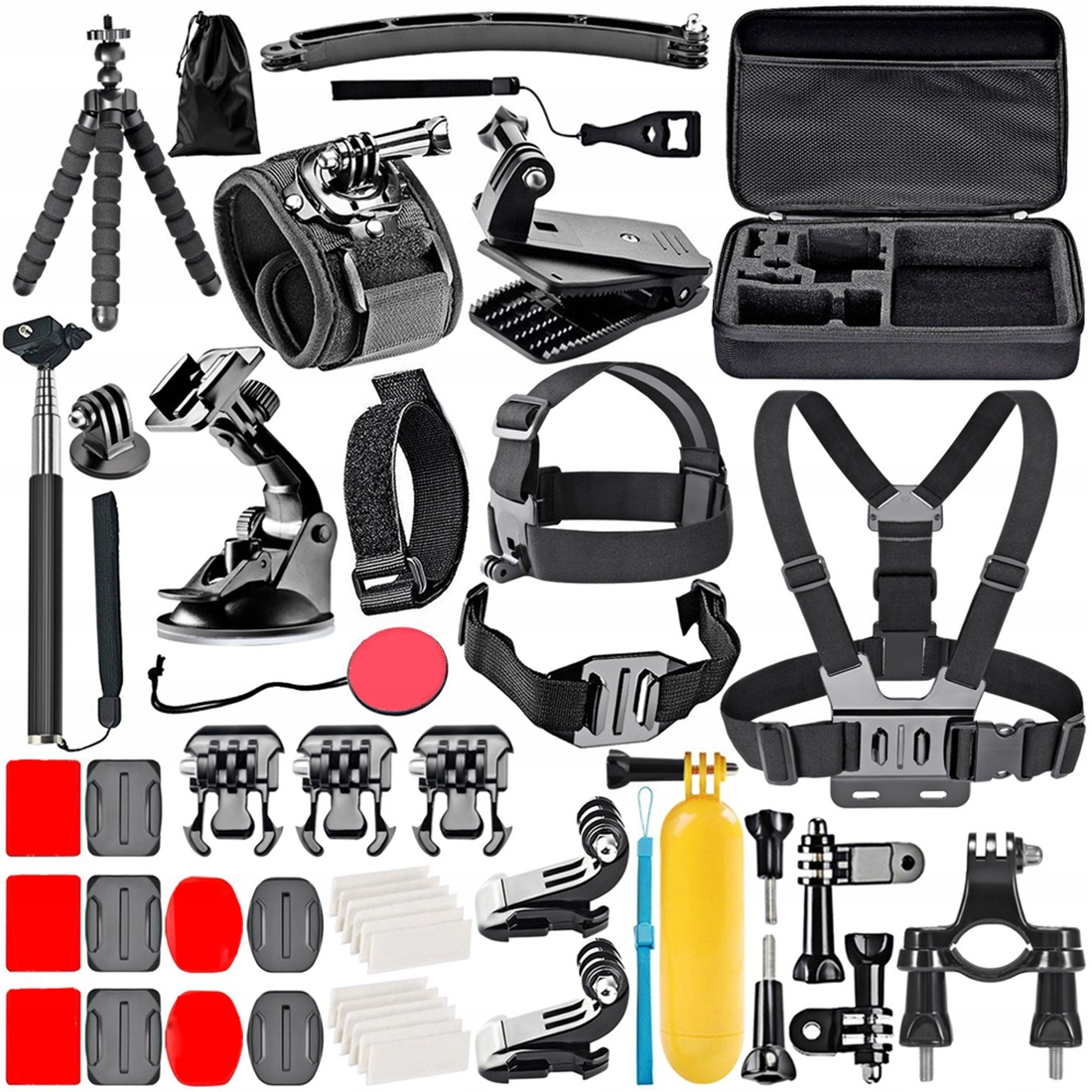 Sada XXL Akcesoria Gopro Hero 10 9 8 7 6 5 4 Dji 50v1 Ramenní Popruhy Kufr