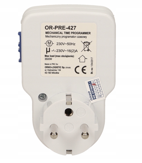 Programator czasowy mechaniczny mini 3500W Marka Orno