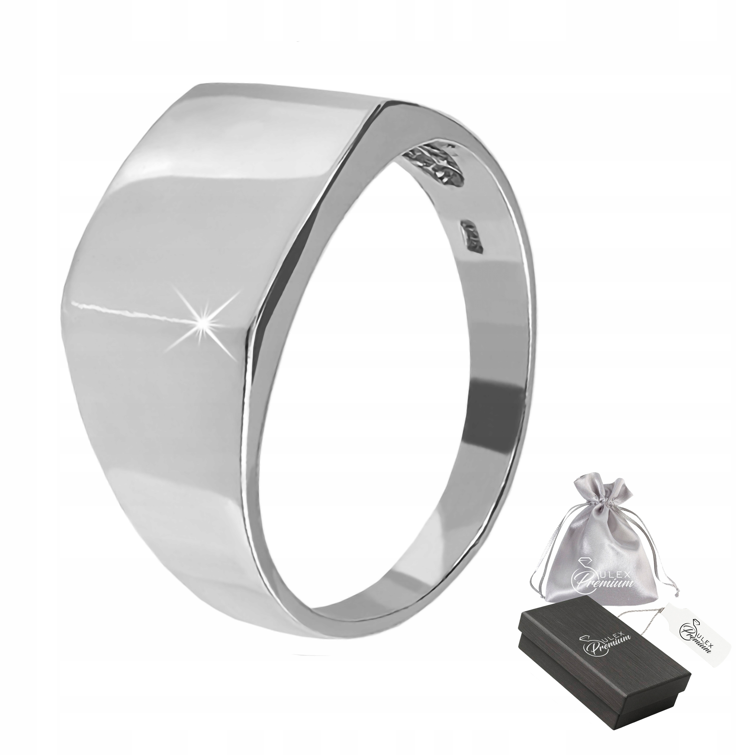 Stříbrný prsten 925 Elegantní pánský leštěný prsten Gravírování vel.