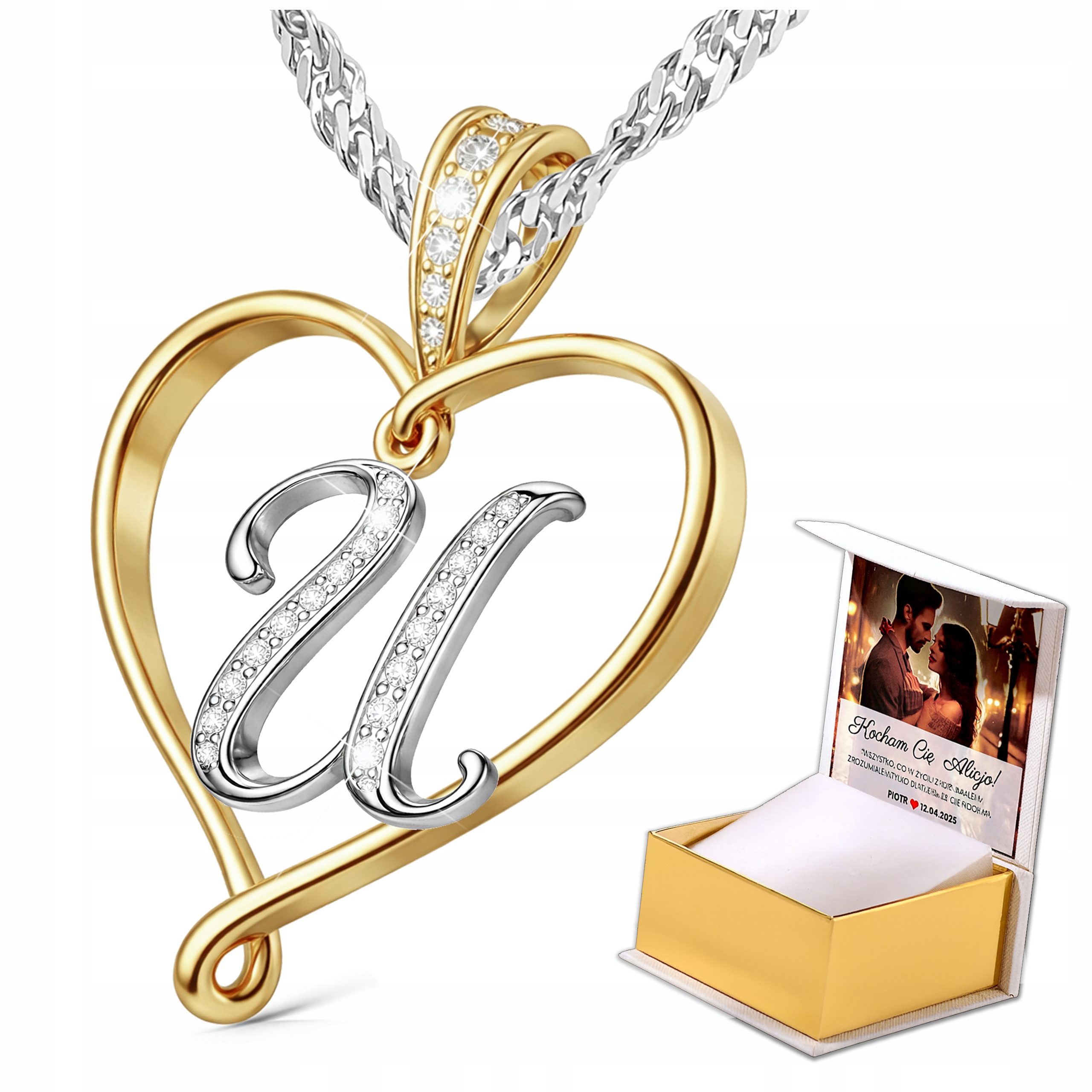 Stříbrný náhrdelník s písmenem písmenka U Přívěsek iniciály lásky Stříbro Potisk