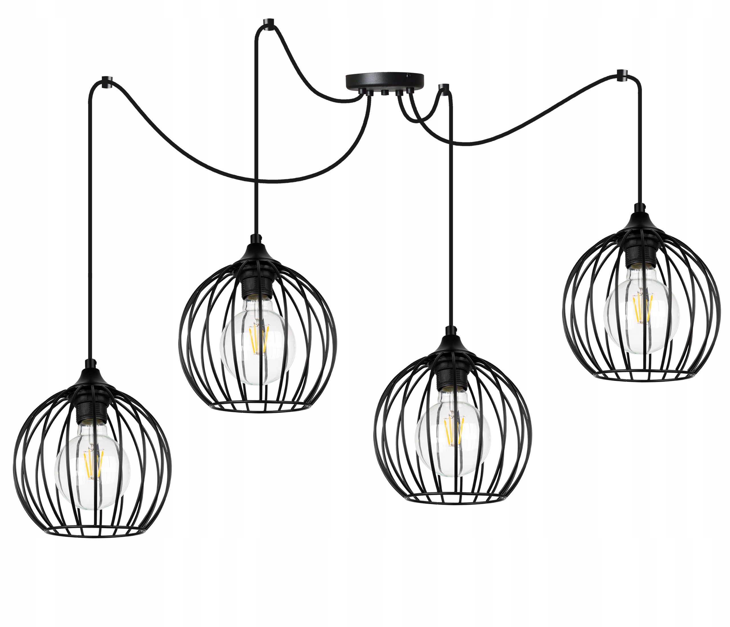 Závesná Stropná Lampa Luster Pavúk Čierne Gule Loft Do Obývačky Kúpeľne