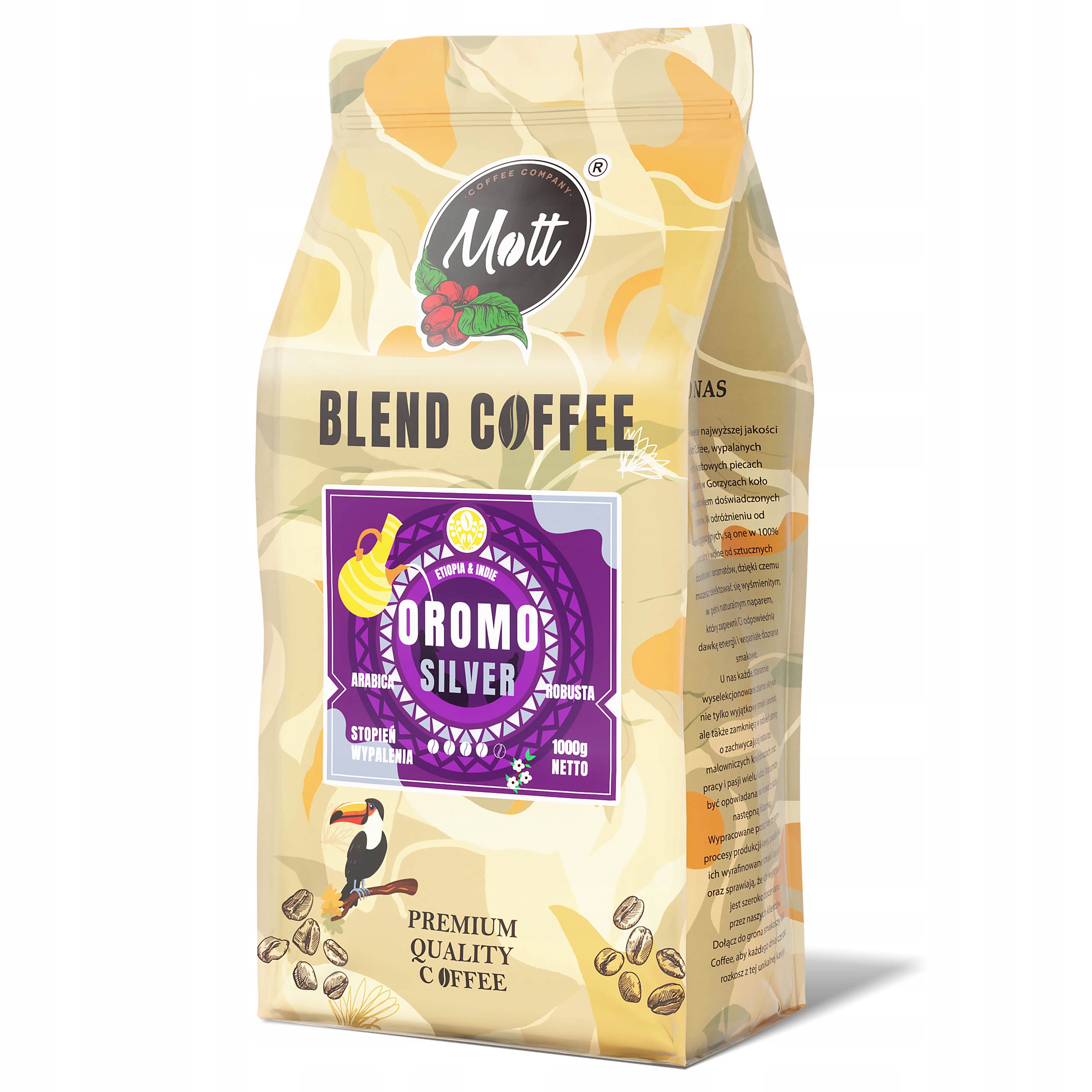 Levně Káva zrnková 1 kg Blend Čerstvě pražená Oromo Silver Mott Coffee