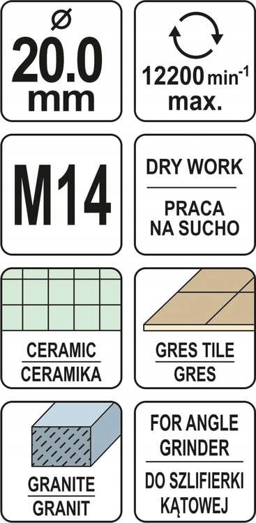 WIERTŁO DIAMENTOWE OTWORNICA DO GRESU PŁYTEK 20MM Średnica 20 mm