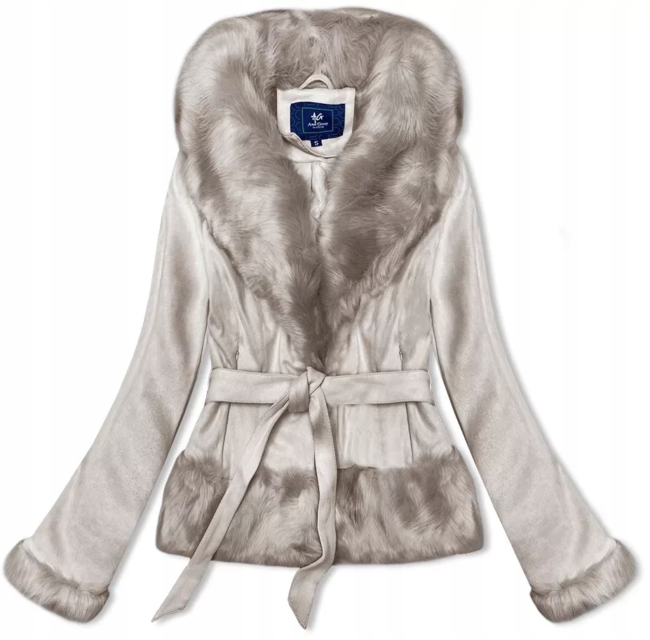 Dámská Ekosemišová Bunda K0327 Světle Béžová XXL (44)