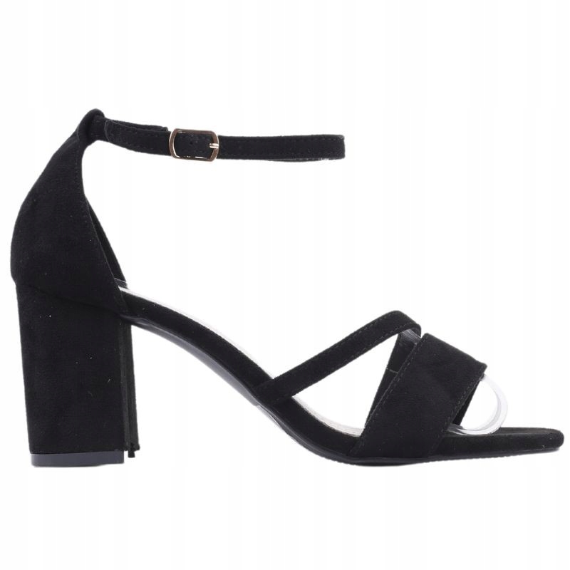 Czarny Sandałki Damskie Na Słupku Ekoskóra Sandały Na Obcasie