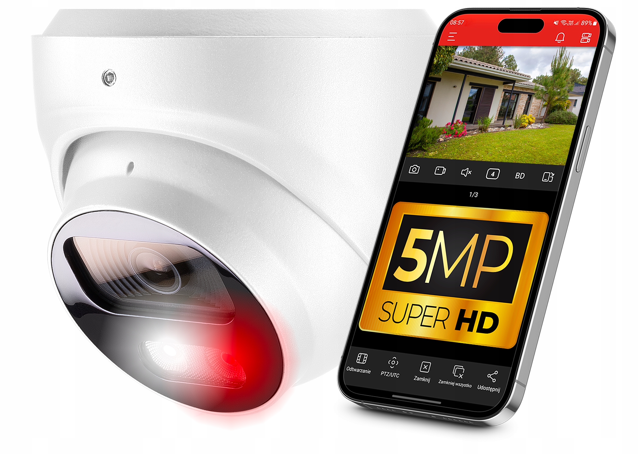 Ip kamera pro monitorování PoE 5MPx 2.8 mm Audio, IP67 kopulová