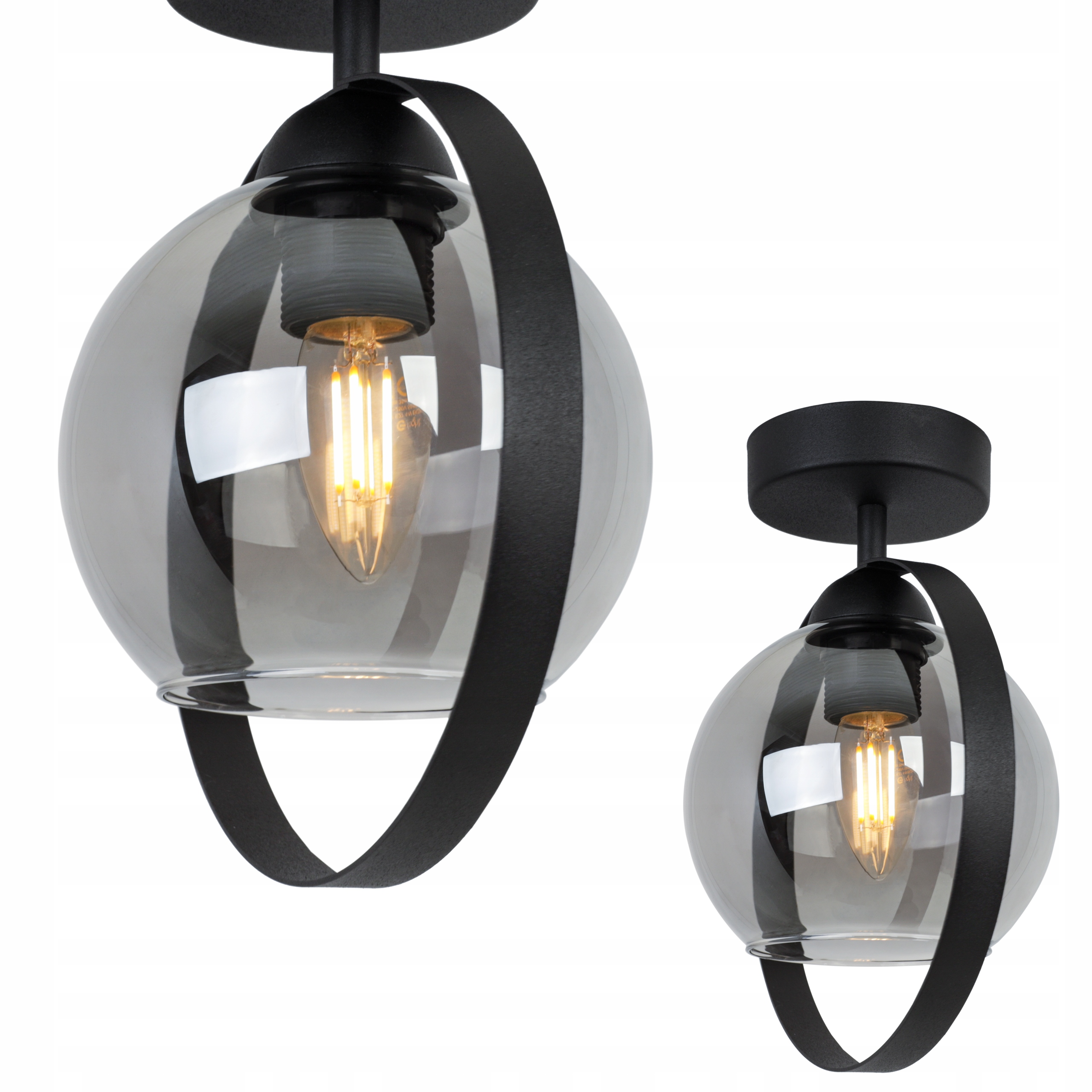 Stropní Svítidlo Nástěnná Lampa Stropní Svítidlo Jedna Skleněná Kroužek Grafitová