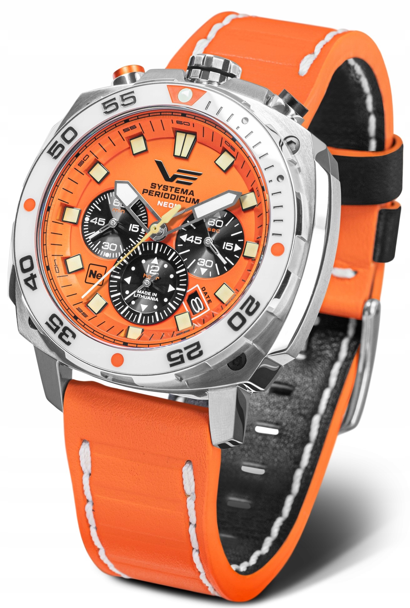 Nové originální hodinky Vostok Europe VK67-650A723 Systema Periodicum Neon