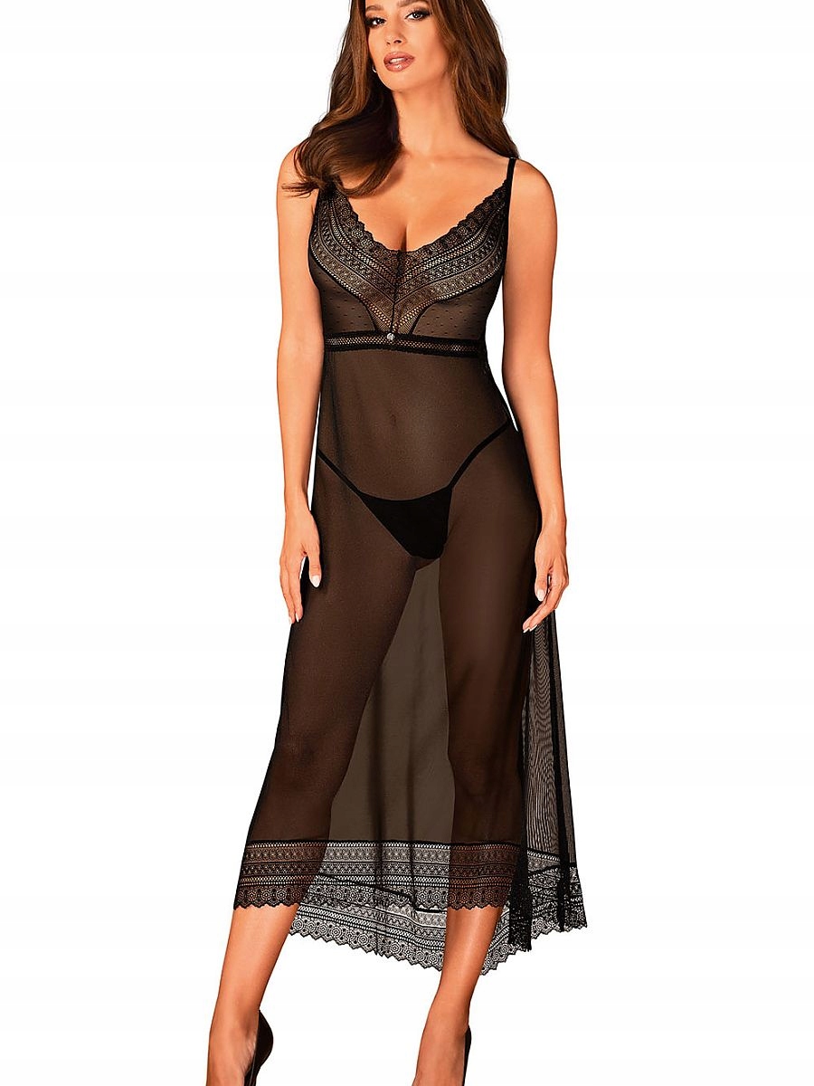 Tričko Model Estiqua Chemise Black Obsessive (M/L)