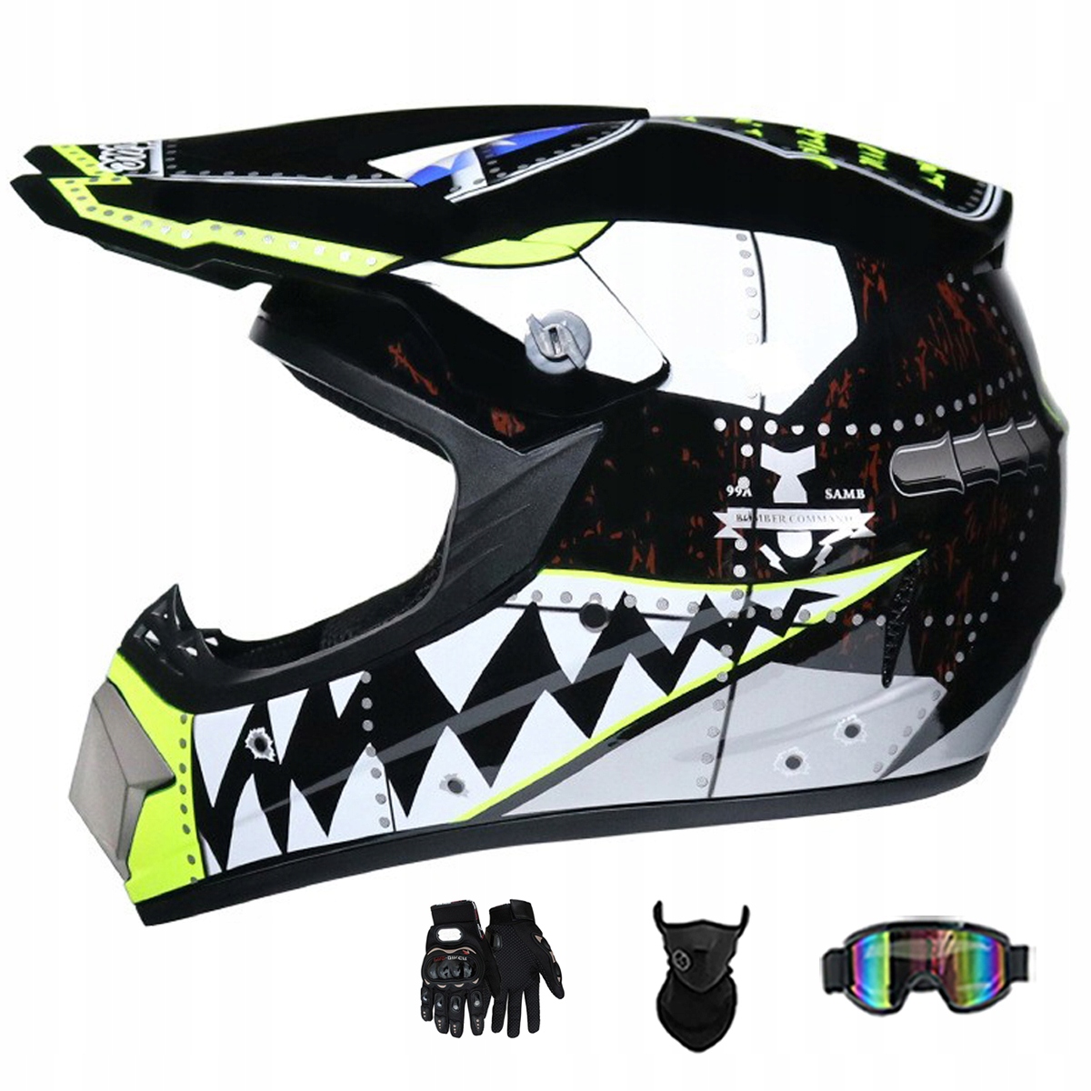 Motocyklová Přilba Lehká Enduro Quada Brýle Rukavice Maska XL