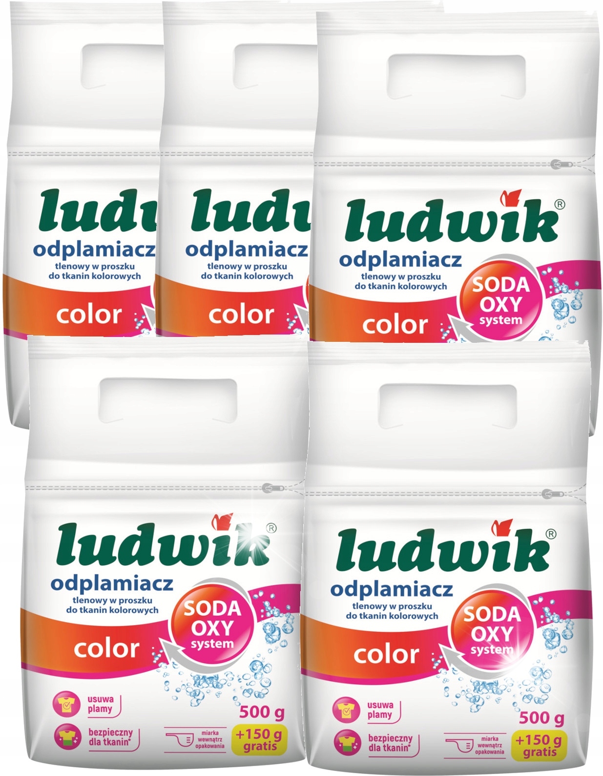 Ludwik Soda Oxy Odstraňovač skvrn na praní barevného oblečení 5x650 g