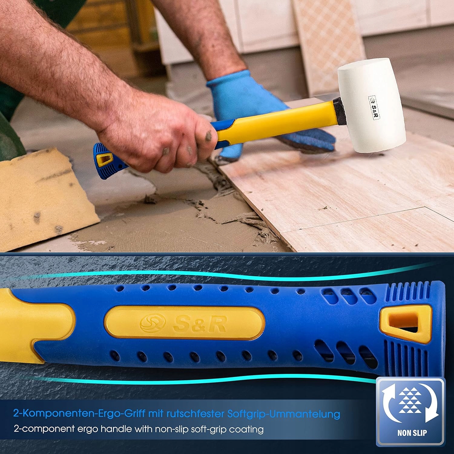 Młotek gumowy 450g, biały z rękojeścią FBRG 285450055 Kod producenta 285450055