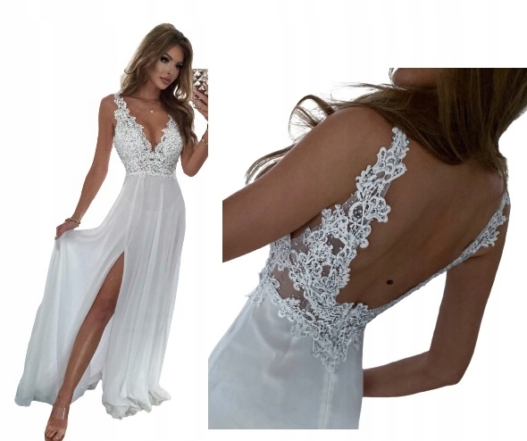 Tesla Dlouhá Svatební Šifonová Sukně s rozparkem 38